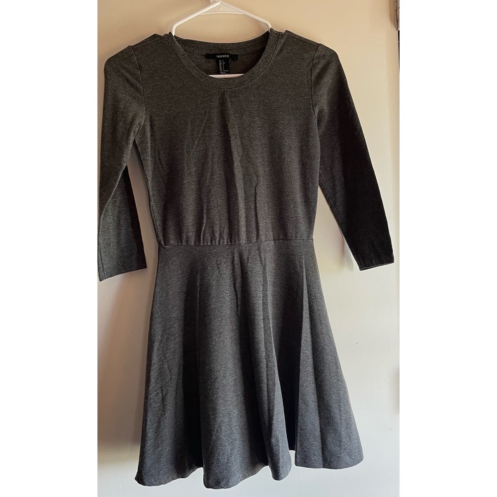 Forever 21 Gray 3/4 Sleeve Dress Size Small